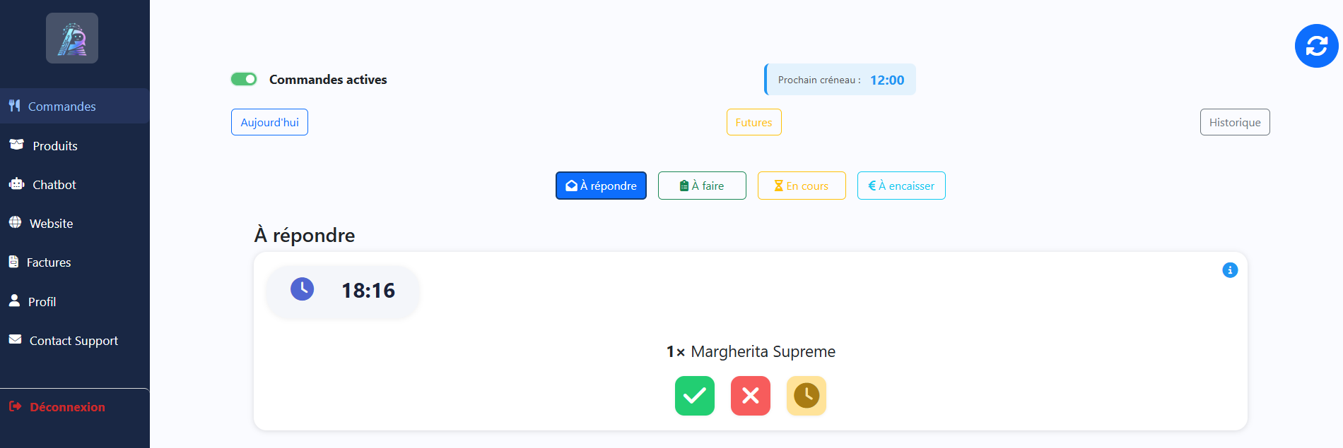 Gestion des commandes restaurant