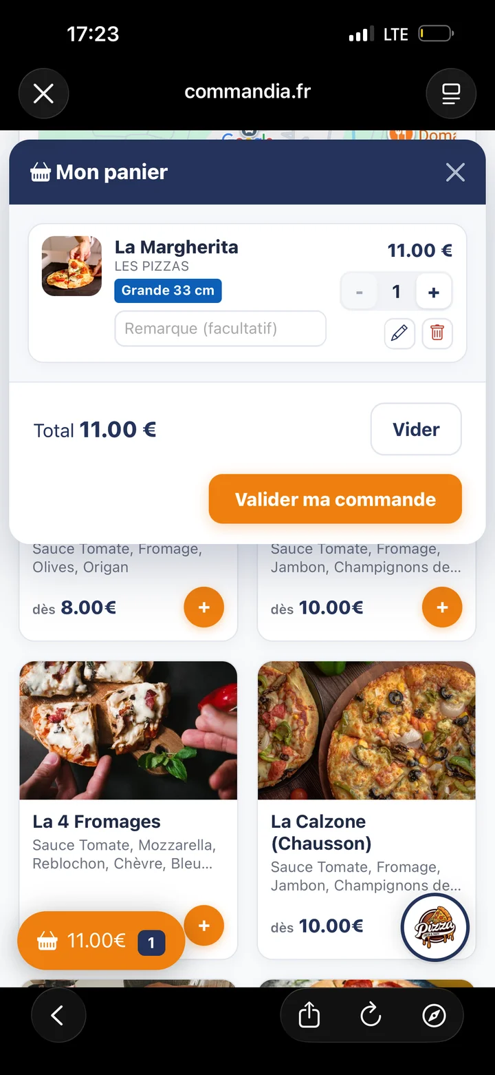 Panier récapitulatif avec le total et le bouton Valider ma commande